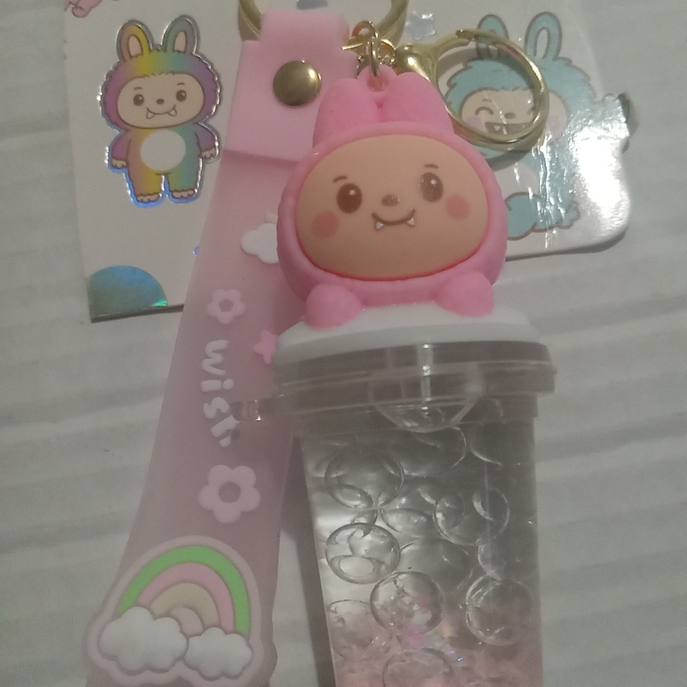 Cutester Pink Bunny Keychain with Cup Charm